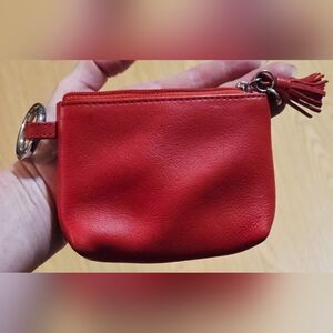 ili New York Women's Leather Coin Purse Key Ring & RFID Protection Red